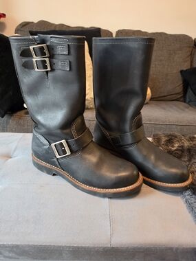 Red Wing Shoes Black Leather Motorcycle Harness Boots